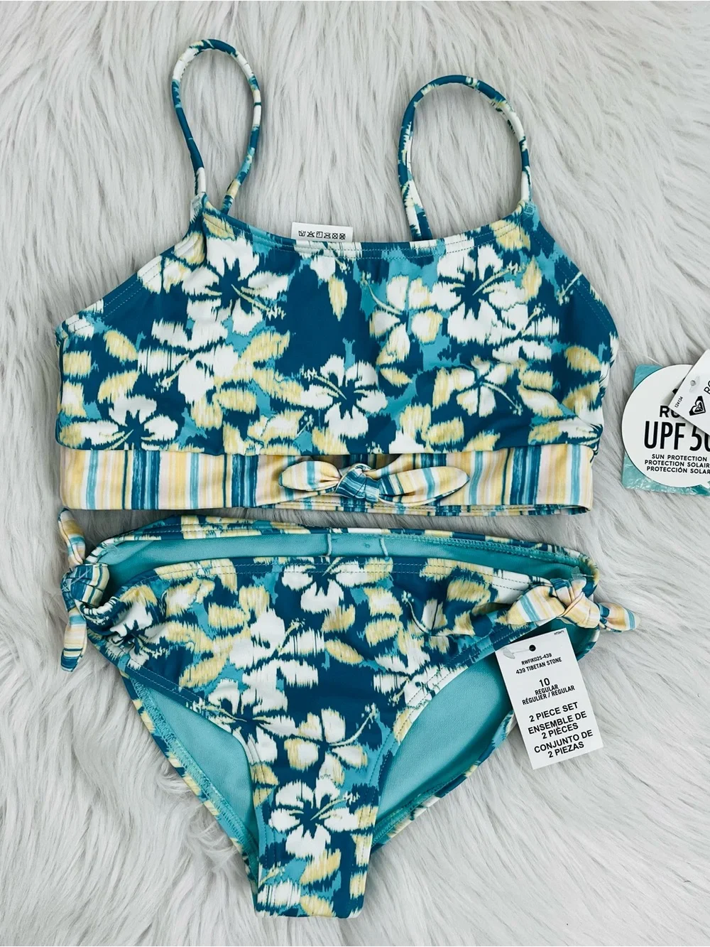 NWT! Girls Hibiscus Mirage Hipster Bikini 2-Piece Swimsuit Sz 10